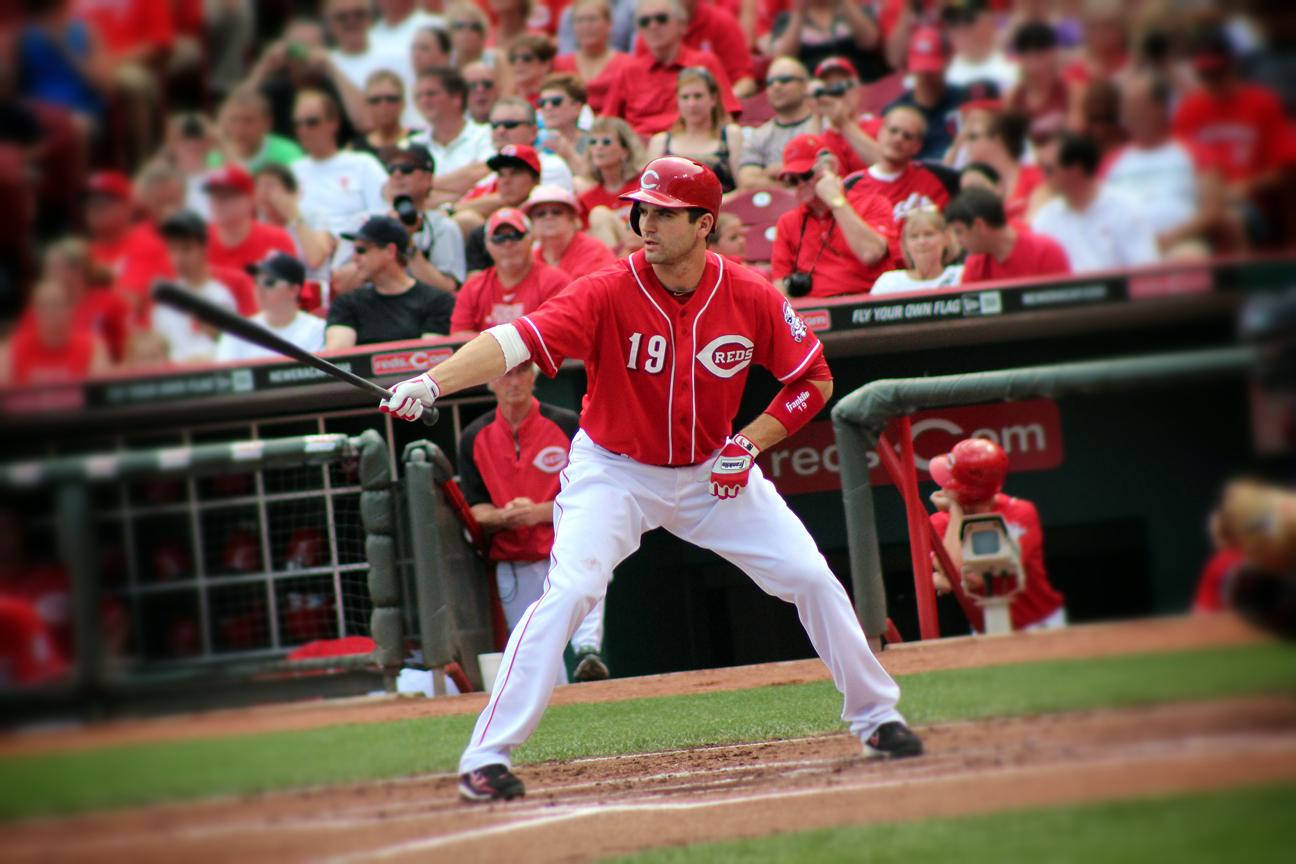 Joey Votto Holding Bat Crowd Watches Wallpaper