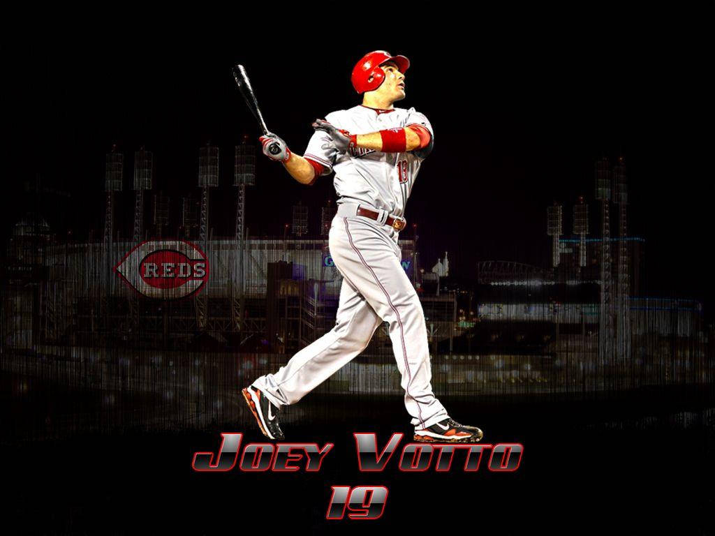 Joey Votto Mid-swing White Uniform Wallpaper