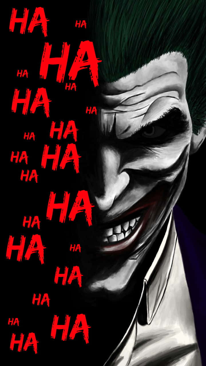 Joker Displaying His Sinister Laugh In Gotham City Wallpaper