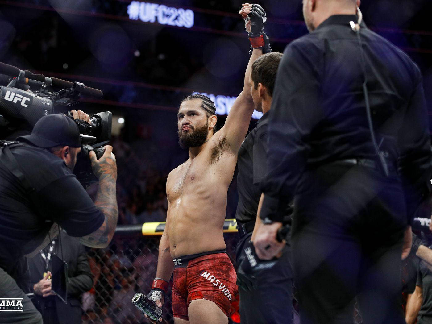 Jorge Masvidal Arm Raised Victory Wallpaper