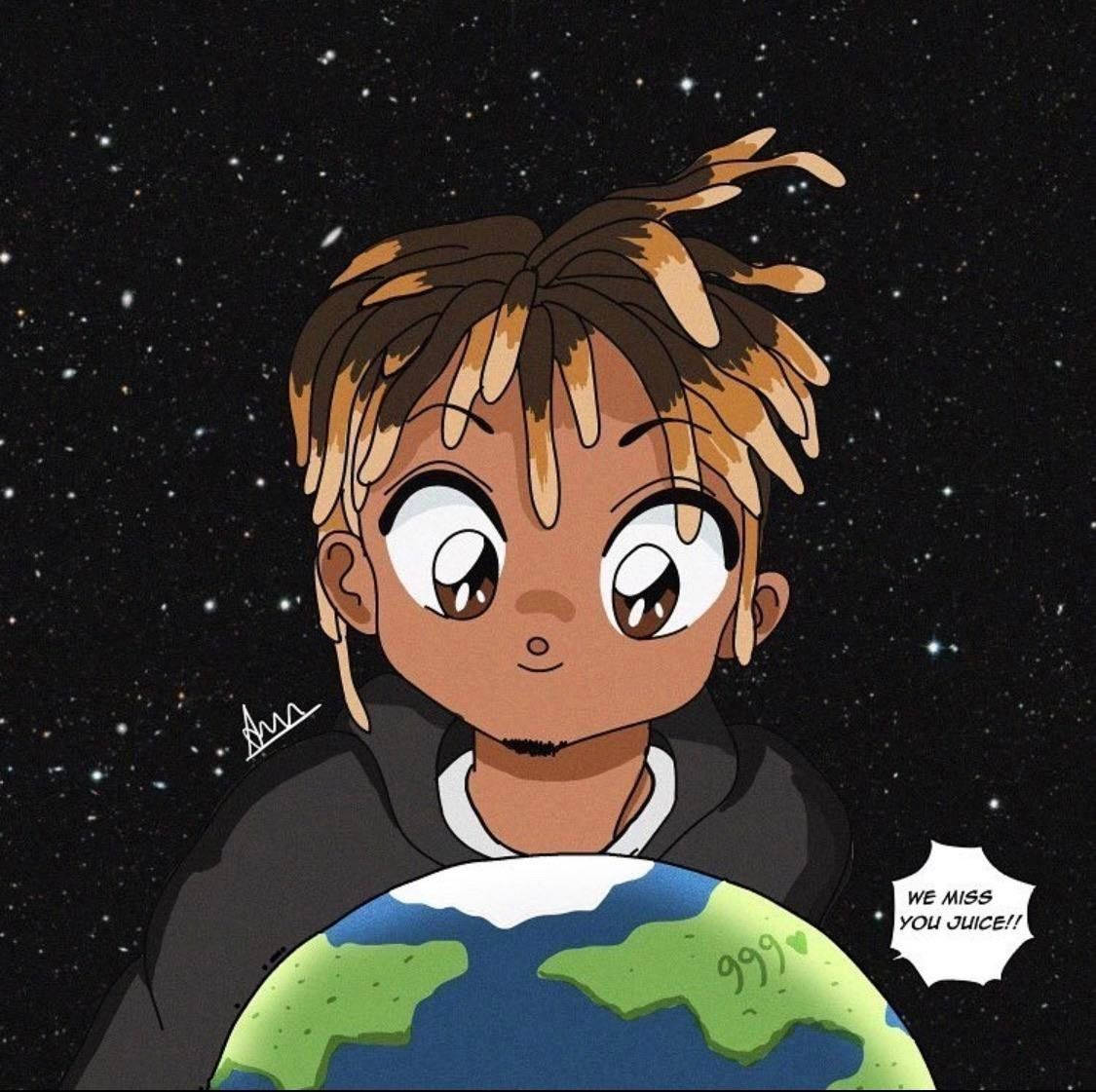 Juice Wrld Anime Looking At Earth Wallpaper