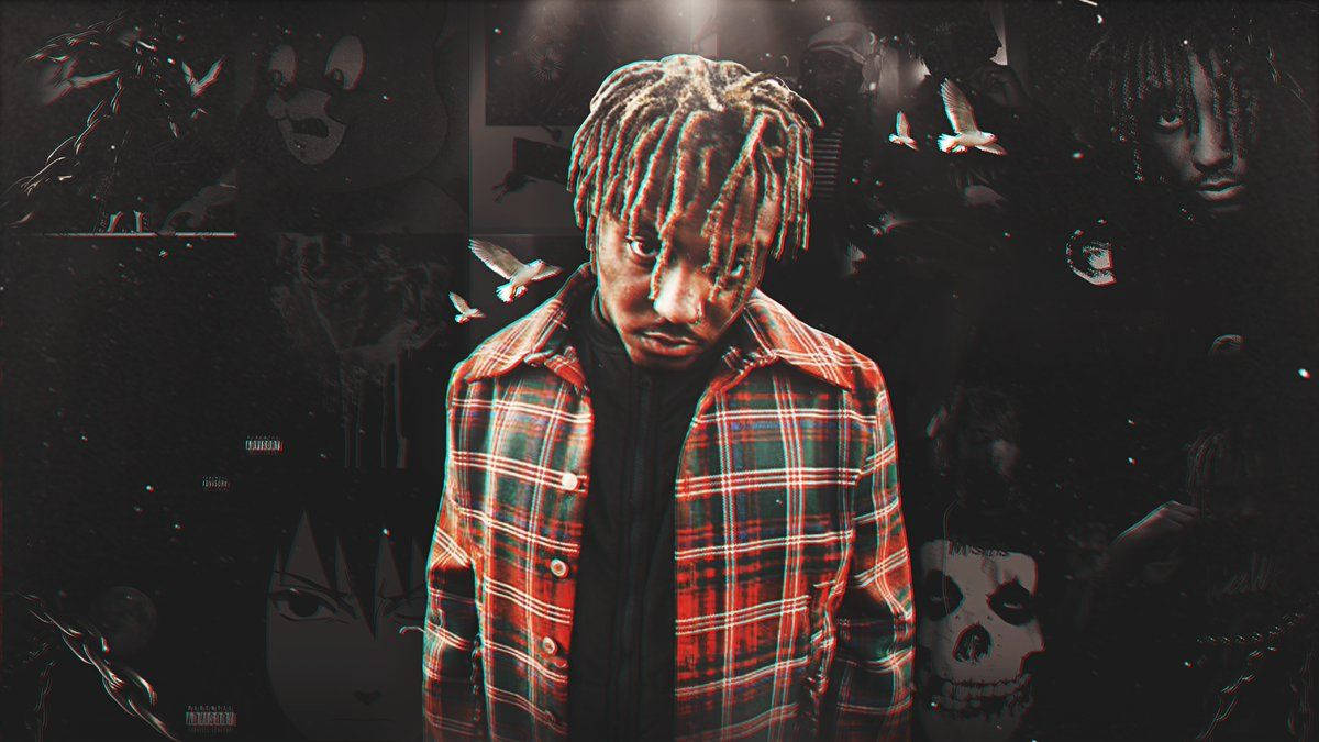 Juice Wrld On A Dark Background Wallpaper