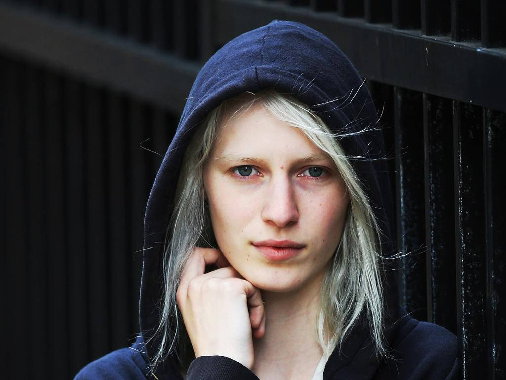 Julia Nobis In Hoodie Jacket Wallpaper