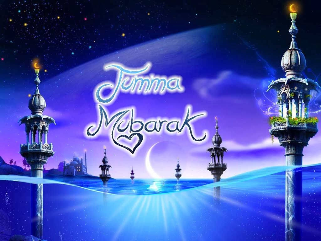 Jumma Mubarak Magical Blue Wallpaper