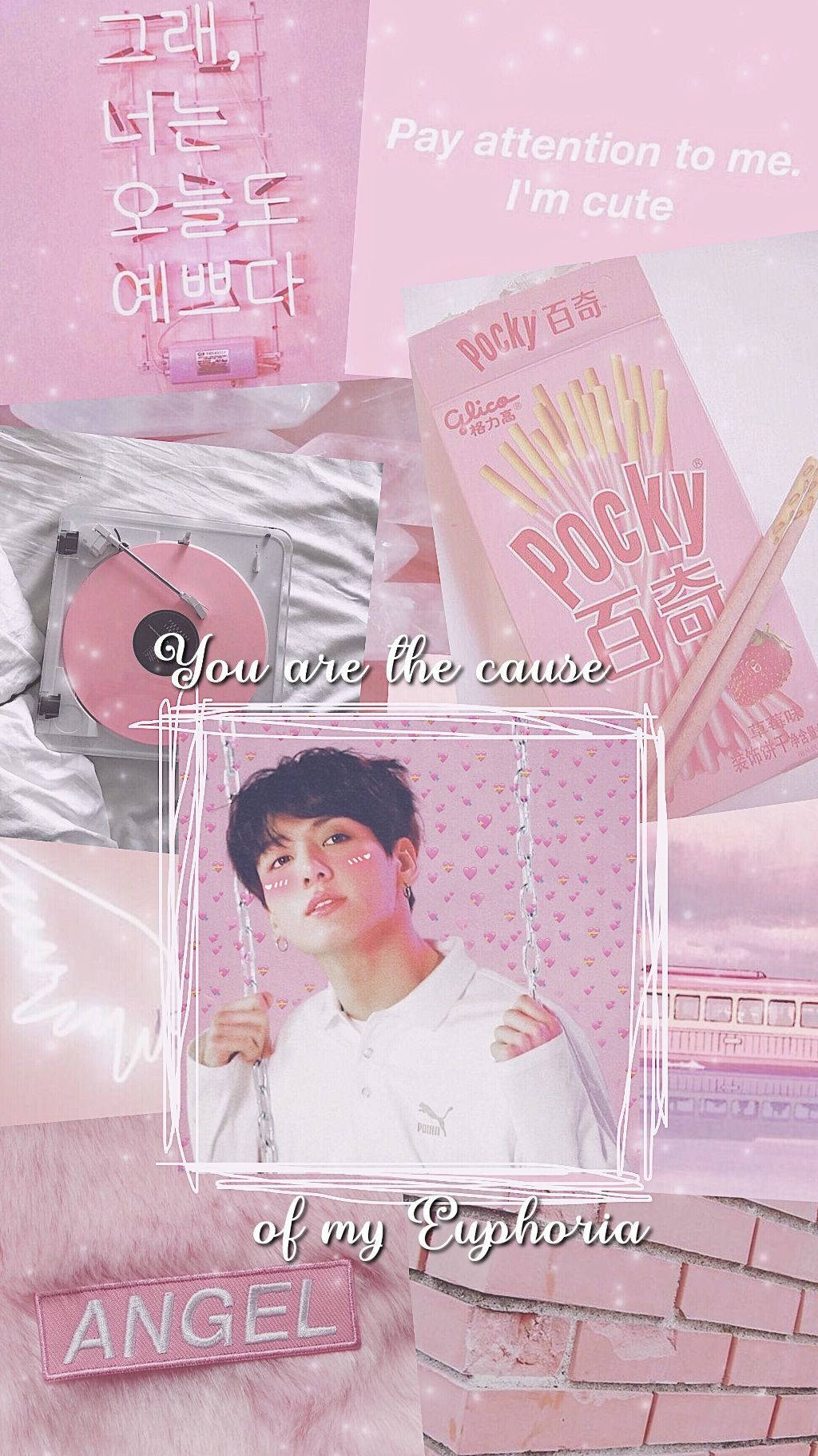 Jungkook's Pink Aesthetic Poster Wallpaper