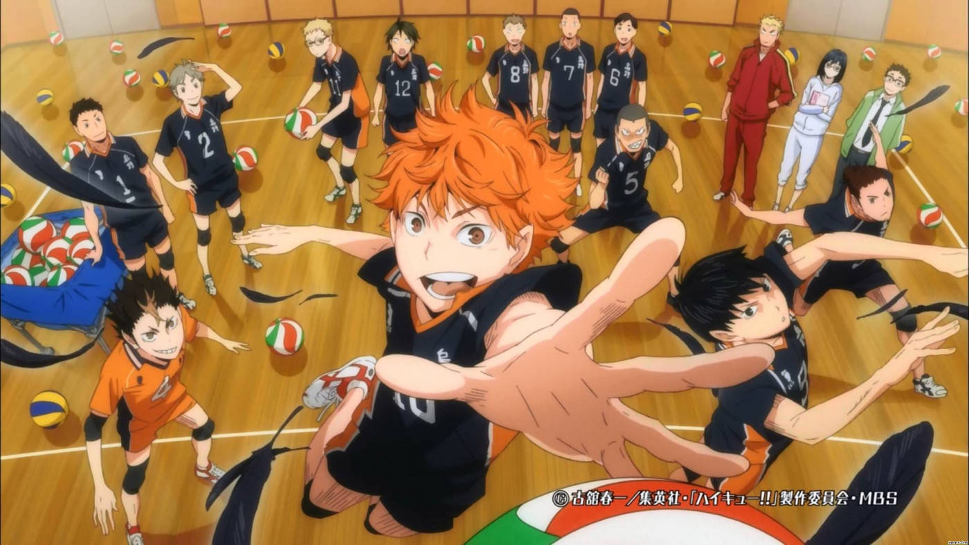 Karasuno Playing In The Court Haikyuu Aesthetic Wallpaper