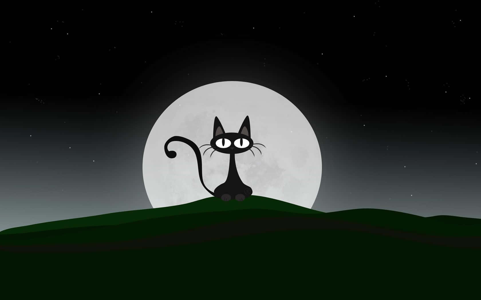 Kawaii Anime Black Cat Silhouette Wallpaper