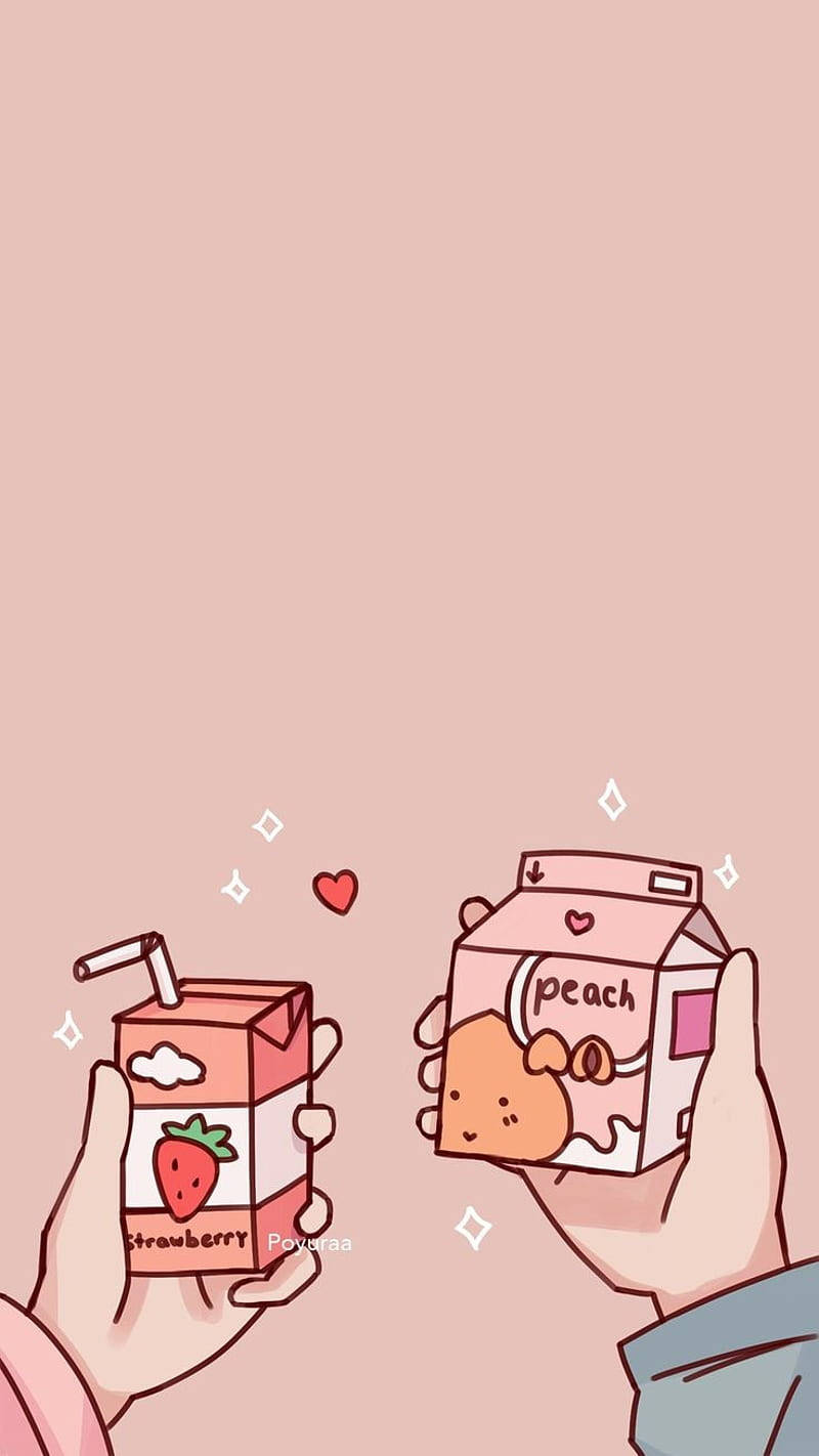 Kawaii Juice Cartons Shared Moment Wallpaper