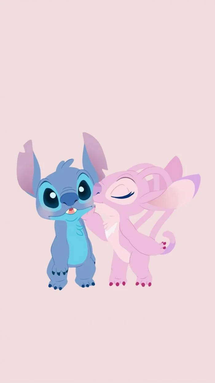 Kawaii Stitch And Angel Wallpaper