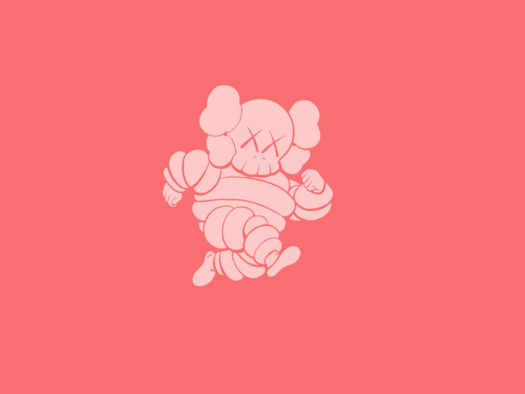 Kaws Chum Pink Paint Wallpaper