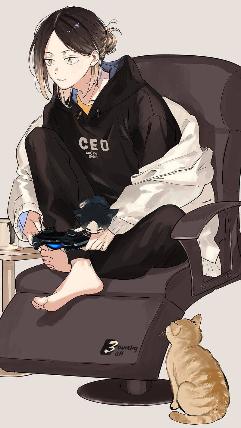 Kenma Playing Video Games Wallpaper