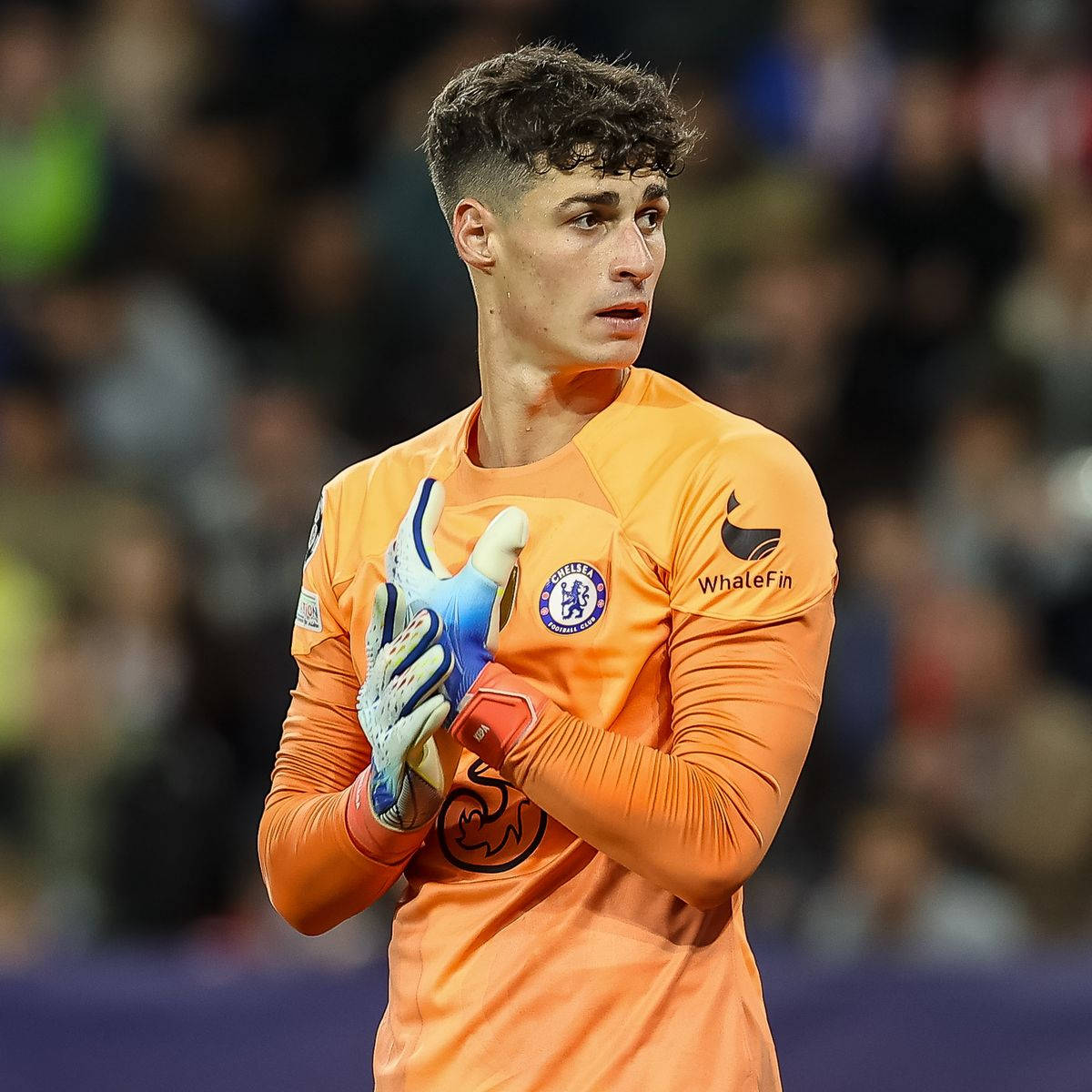 Kepa Arrizabalaga In Orange Jersey Wallpaper