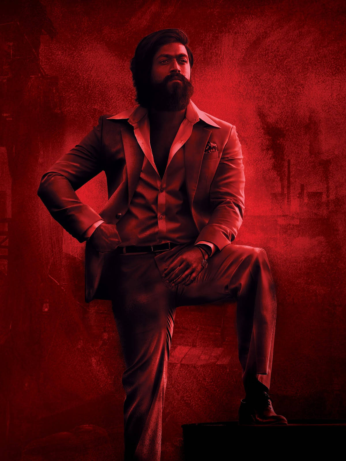 Kgf Rocky Bhai In Red Wallpaper