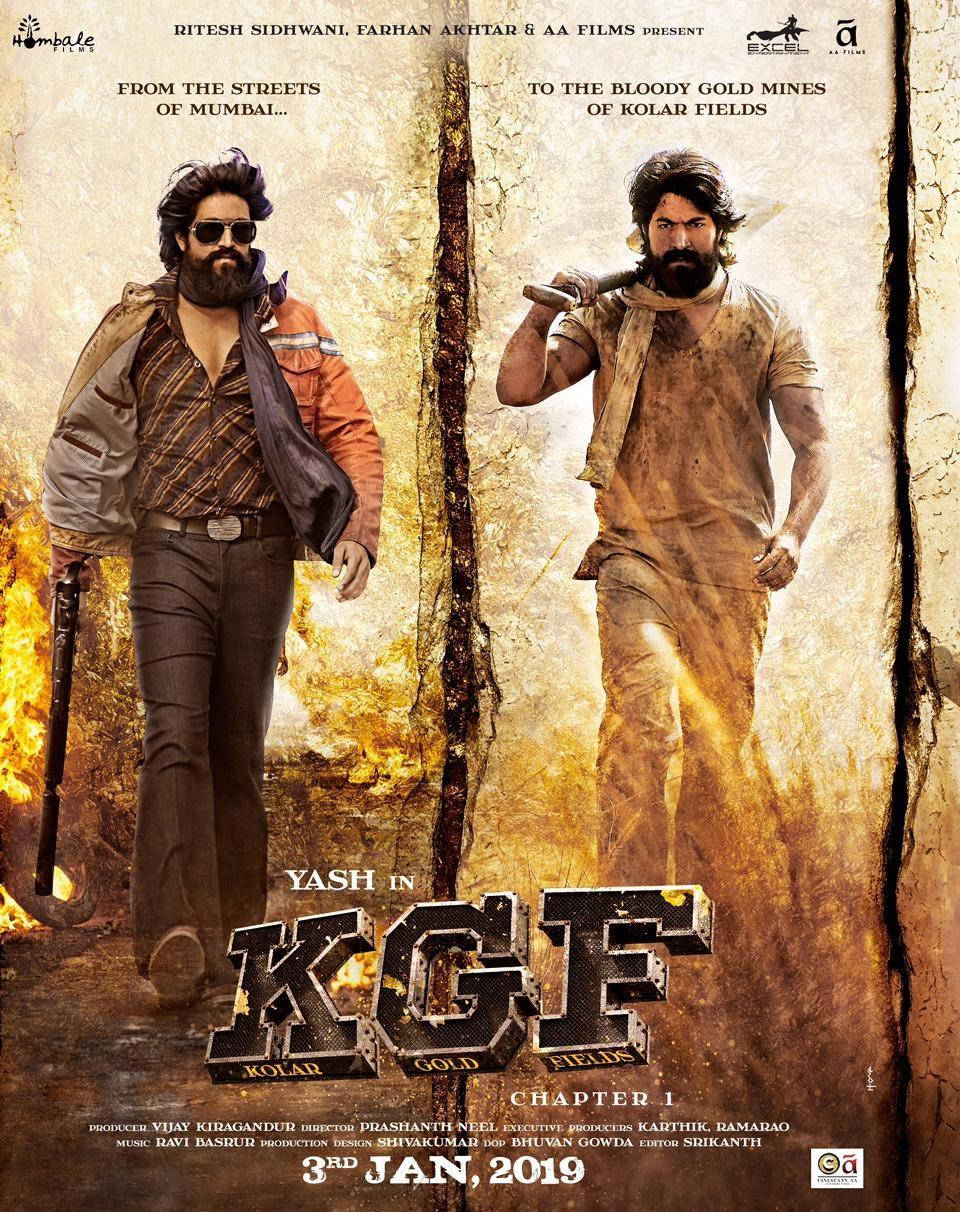 Kgf Rocky Bhai Split-screen Poster Wallpaper