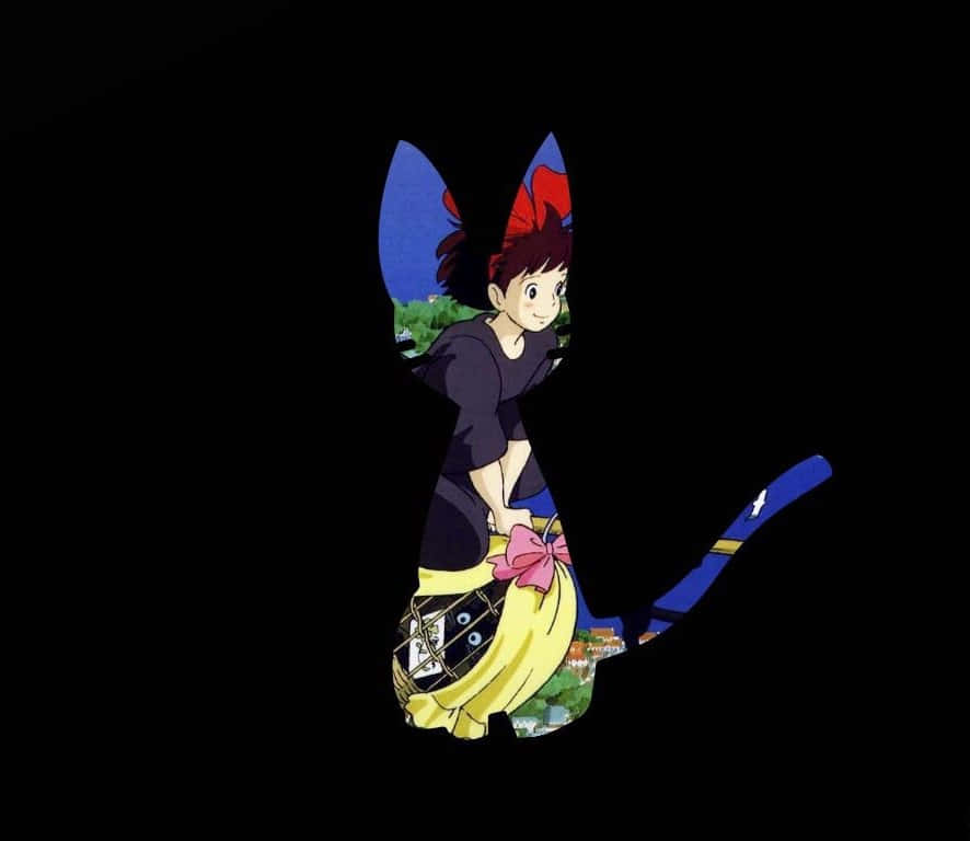 Kiki And Jiji Flying Together In Kiki's Delivery Service Wallpaper