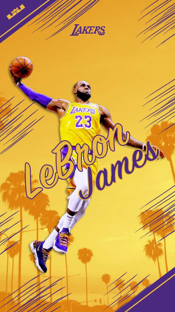 King Lebron James Extending An Arm To Dunk Wallpaper