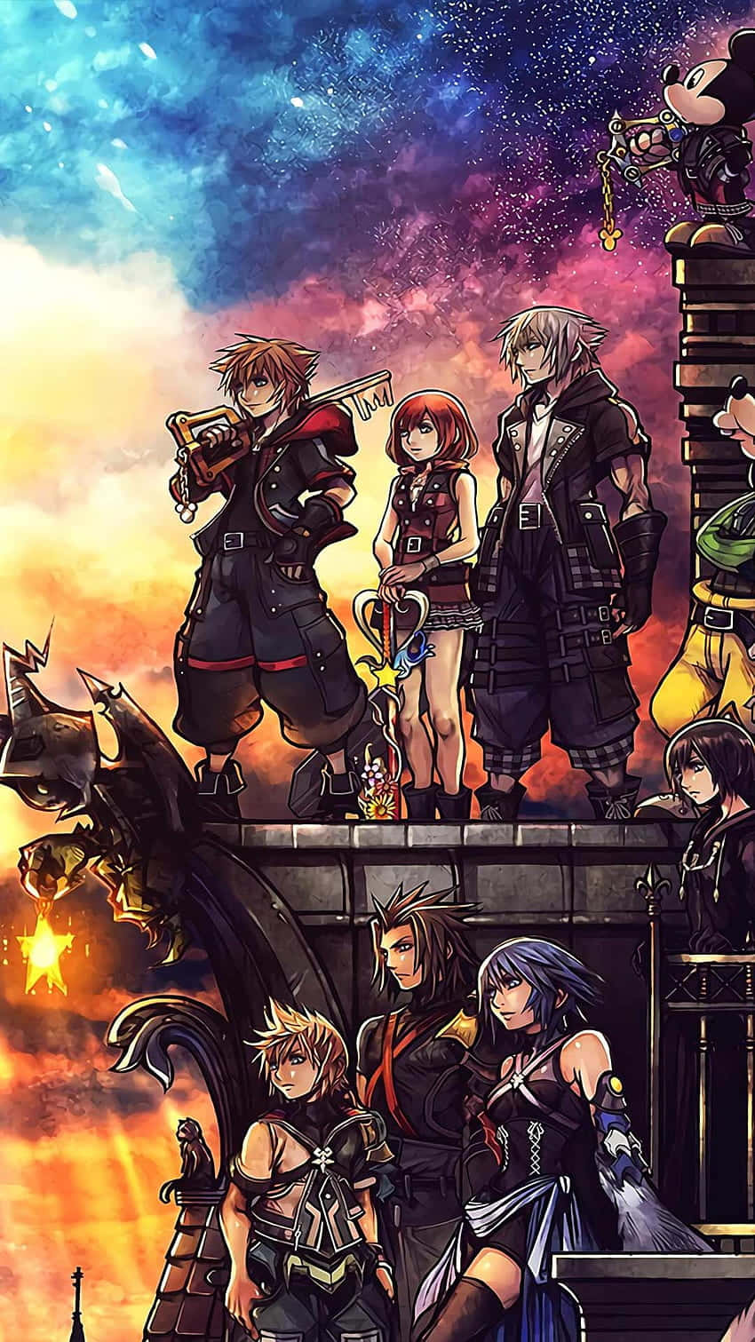 Kingdom Hearts Standing Sitting Phone Wallpaper