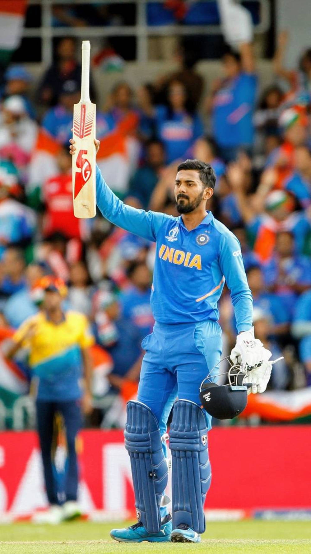 Kl Rahul Bcci Lifting His Cricket Bat Wallpaper