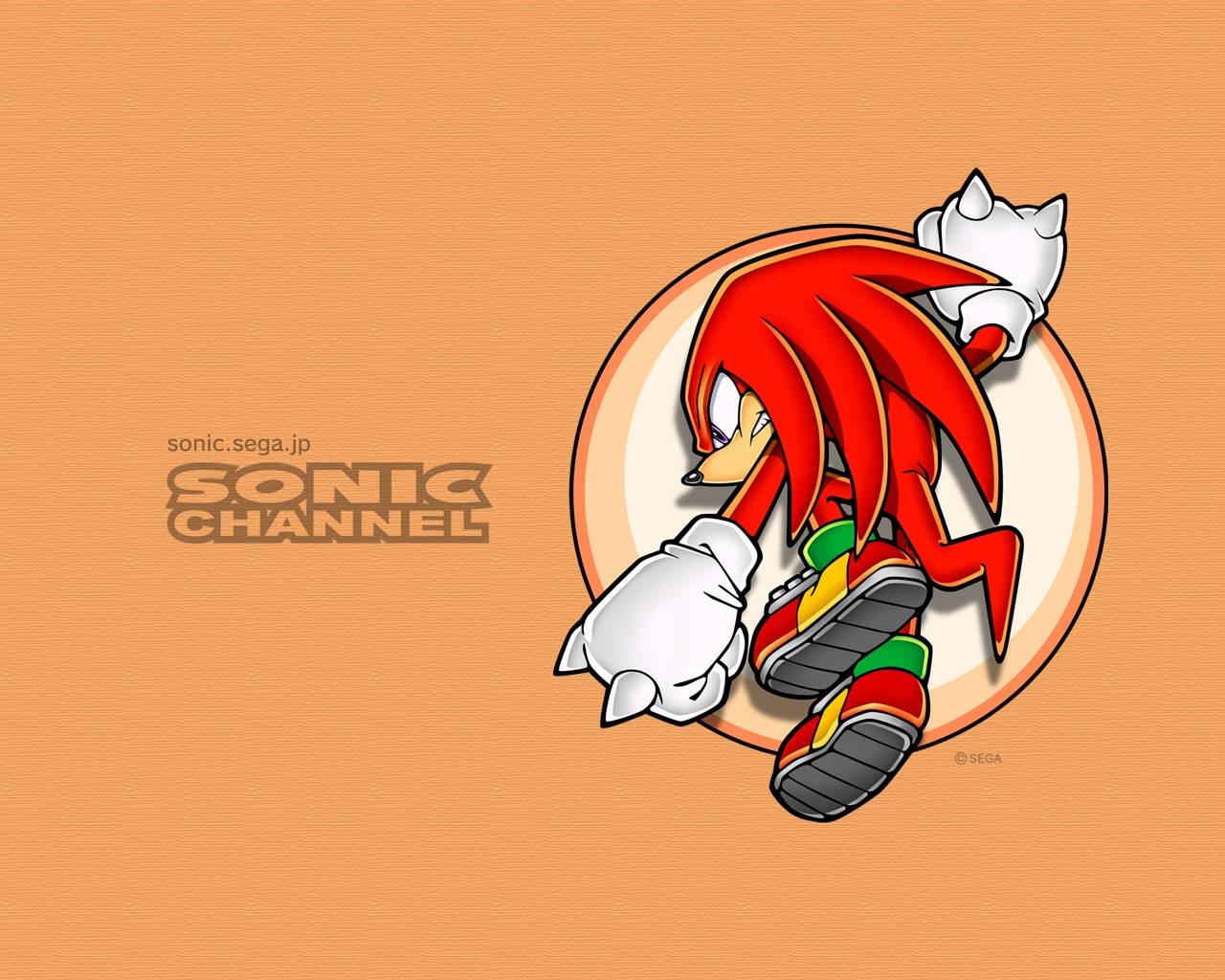 Knuckles The Echidna Orange Background Wallpaper