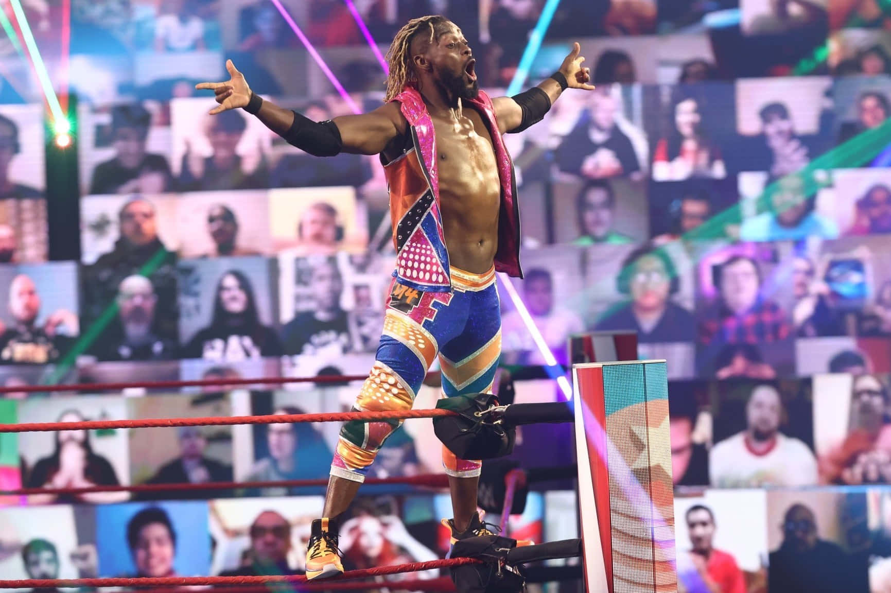 Kofi Kingston Standing By The Ring Post Wallpaper