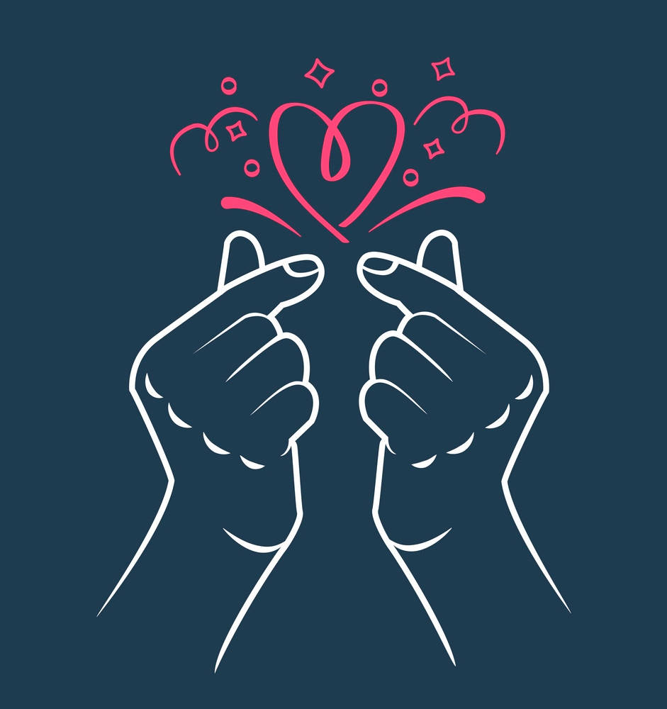 Korean Finger Heart Vector Artwork Wallpaper