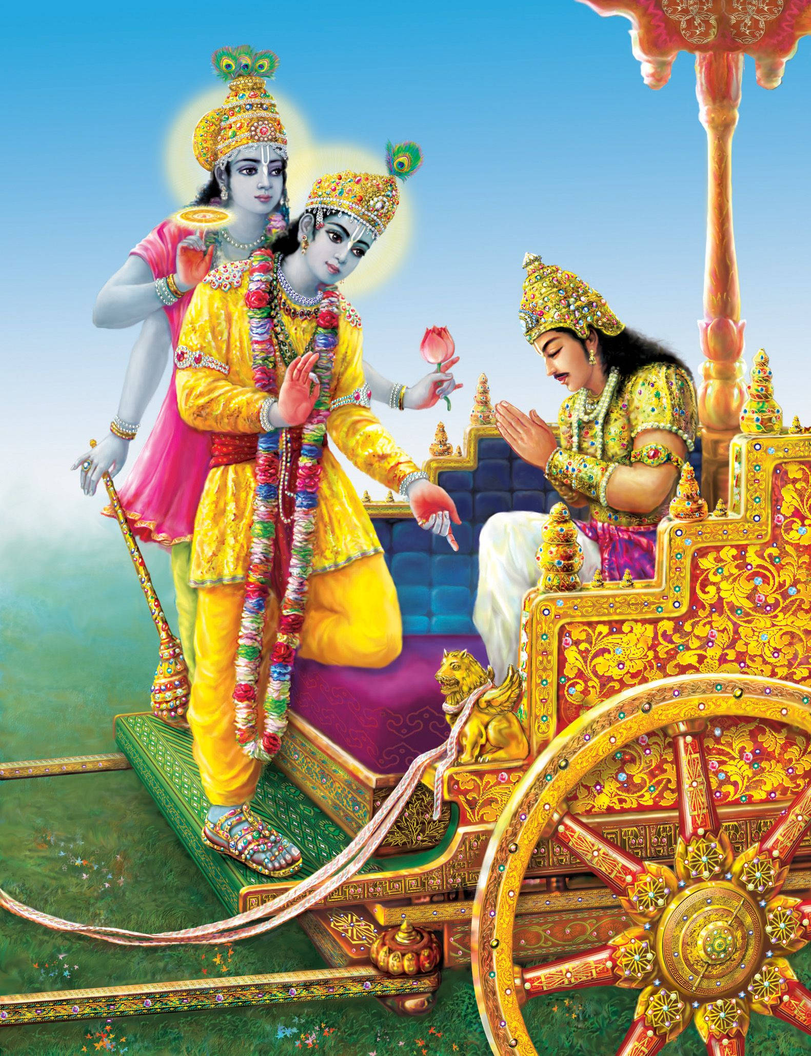 Krishna Arjun Bhagavad Gita Artwork Wallpaper