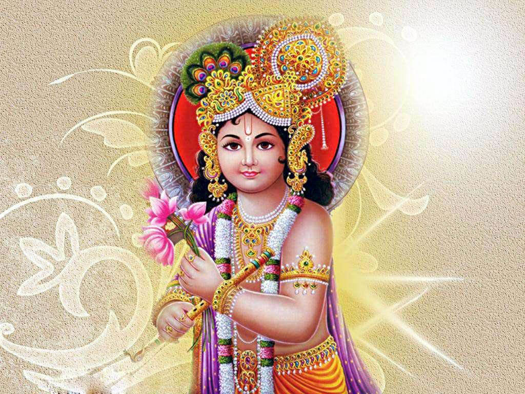 Krishna Bhagwan In Headdress Wallpaper