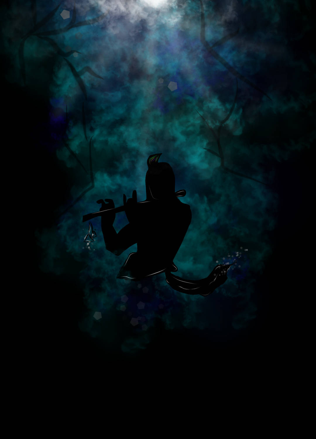 Krishna Iphone Silhouette Blue Smoke Wallpaper