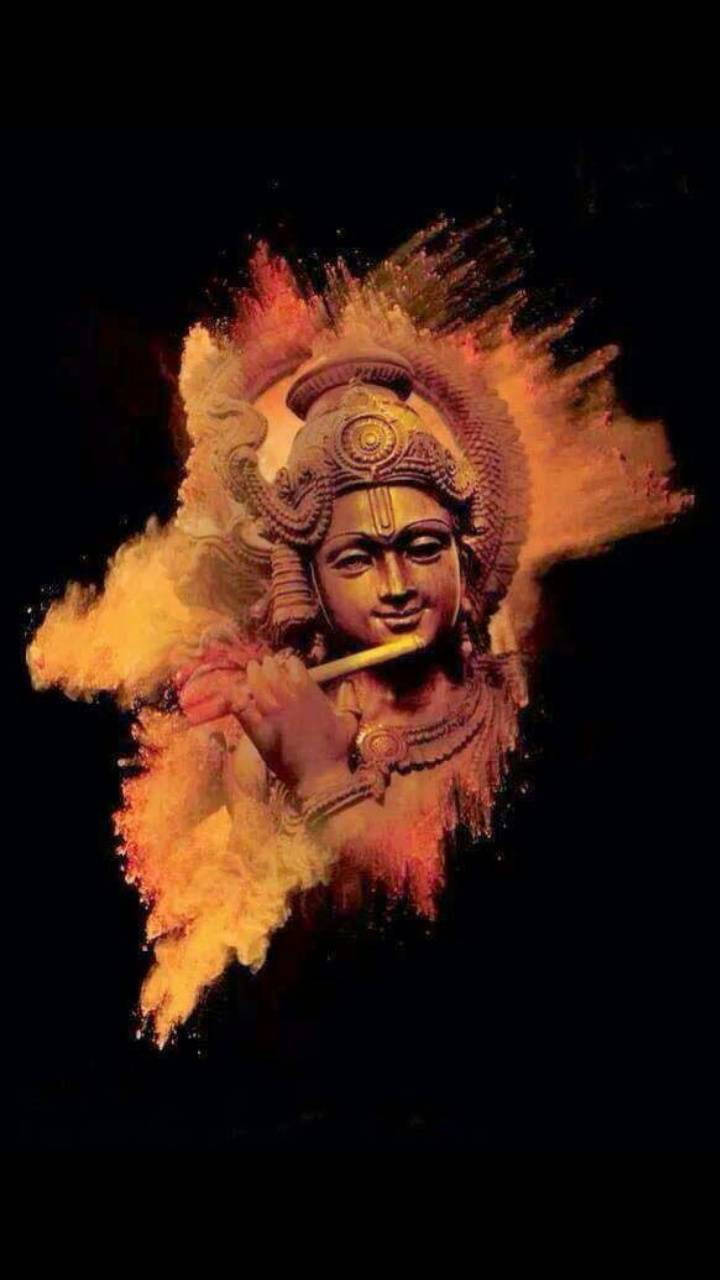 Krishna Phone Orange Dust Wallpaper