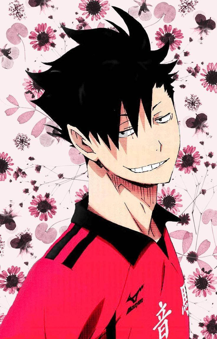 Kuroo With Flowers Haikyuu Aesthetic Wallpaper