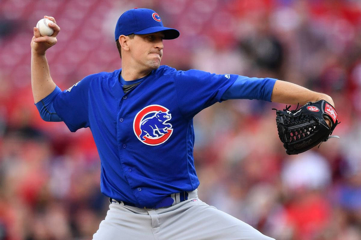 Kyle Hendricks Gripping A Baseball Wallpaper