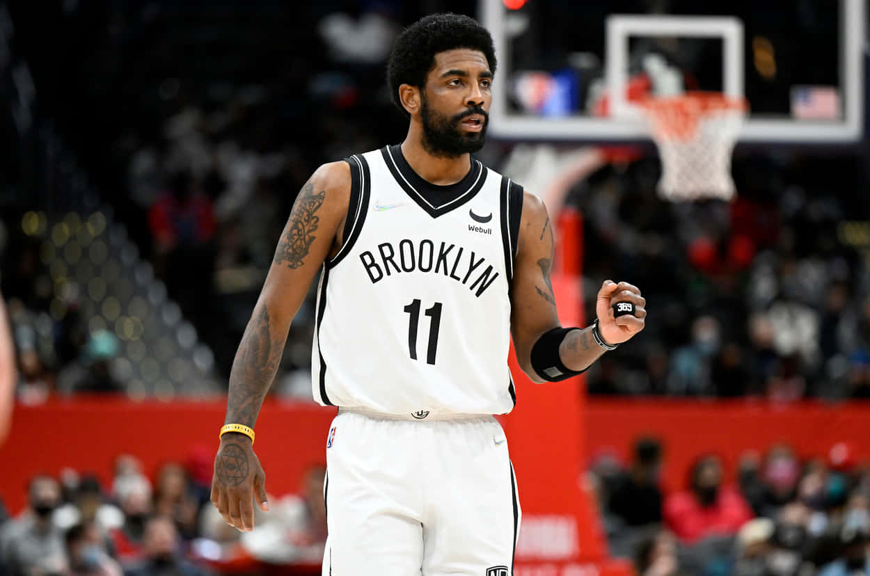 Kyrie Irving In Brooklyn Nets Jersey Wallpaper