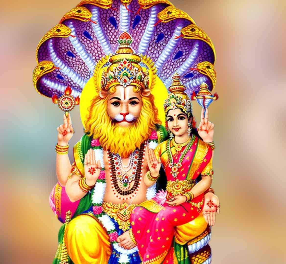 Lakshmi And Narasimha Art Snakes Wallpaper