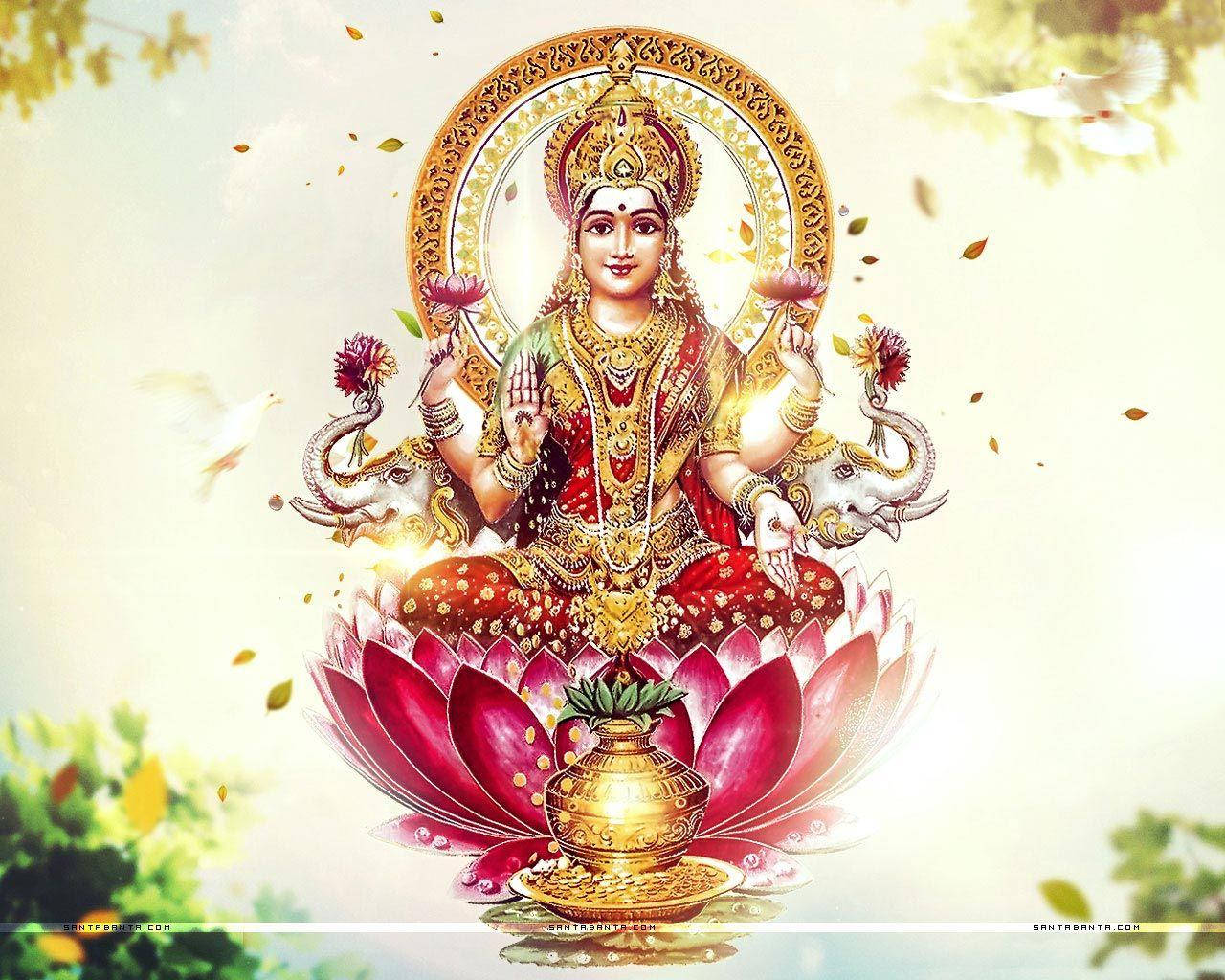 Lakshmi Of Hindu Mythology Wallpaper