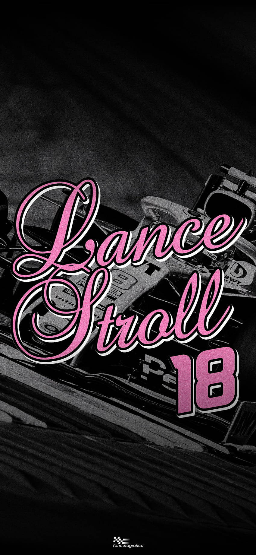 Lance Stroll - Formula 1 Ace In Rose-tinged Typography Wallpaper