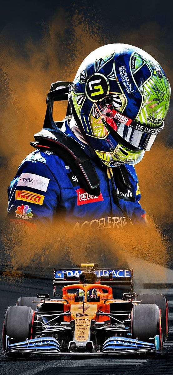 Lando Norris Helmet And Car Wallpaper