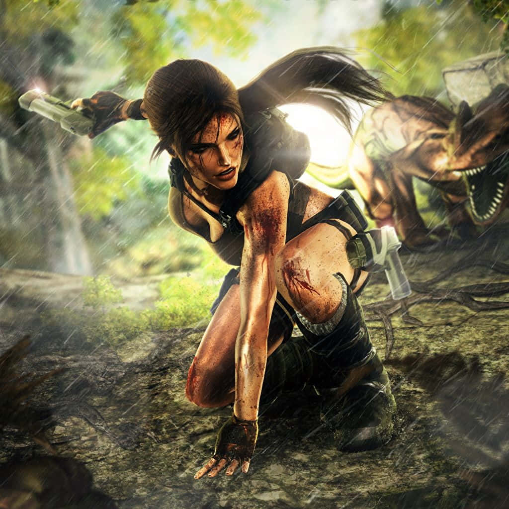 Lara Croft Diving For Buried Treasure. Wallpaper