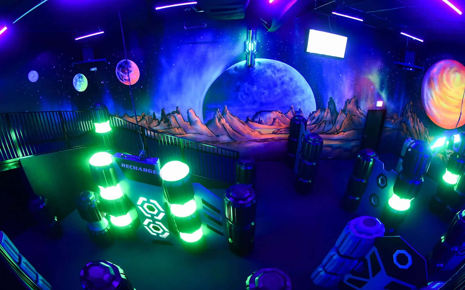 Laser Tag Arena Space Theme Wallpaper