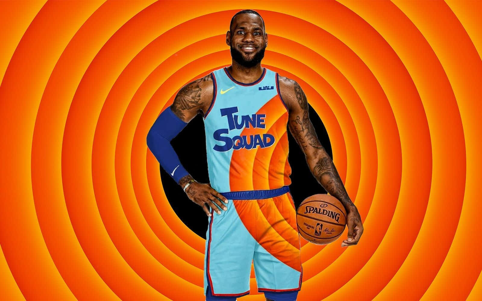 Lebron James In A Tune Squad Jersey Wallpaper