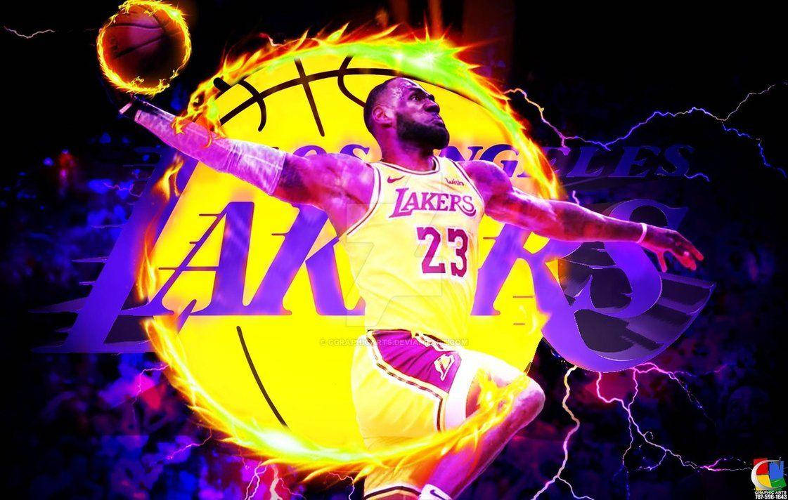 Lebron James Powerful Dunk Fanart Wallpaper