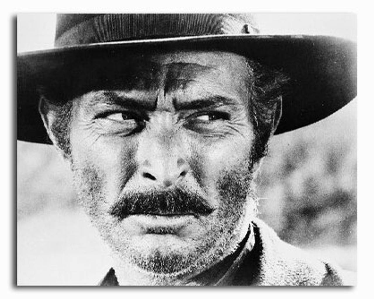 Legendary Actor Lee Van Cleef Captured In A Classic Black And White Portrait Wallpaper