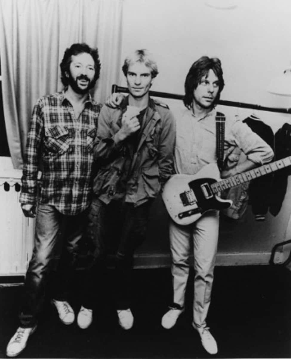 Legendary Yardbirds Members Eric Clapton, Sting And Jeff Beck In A Notable Moment. Wallpaper