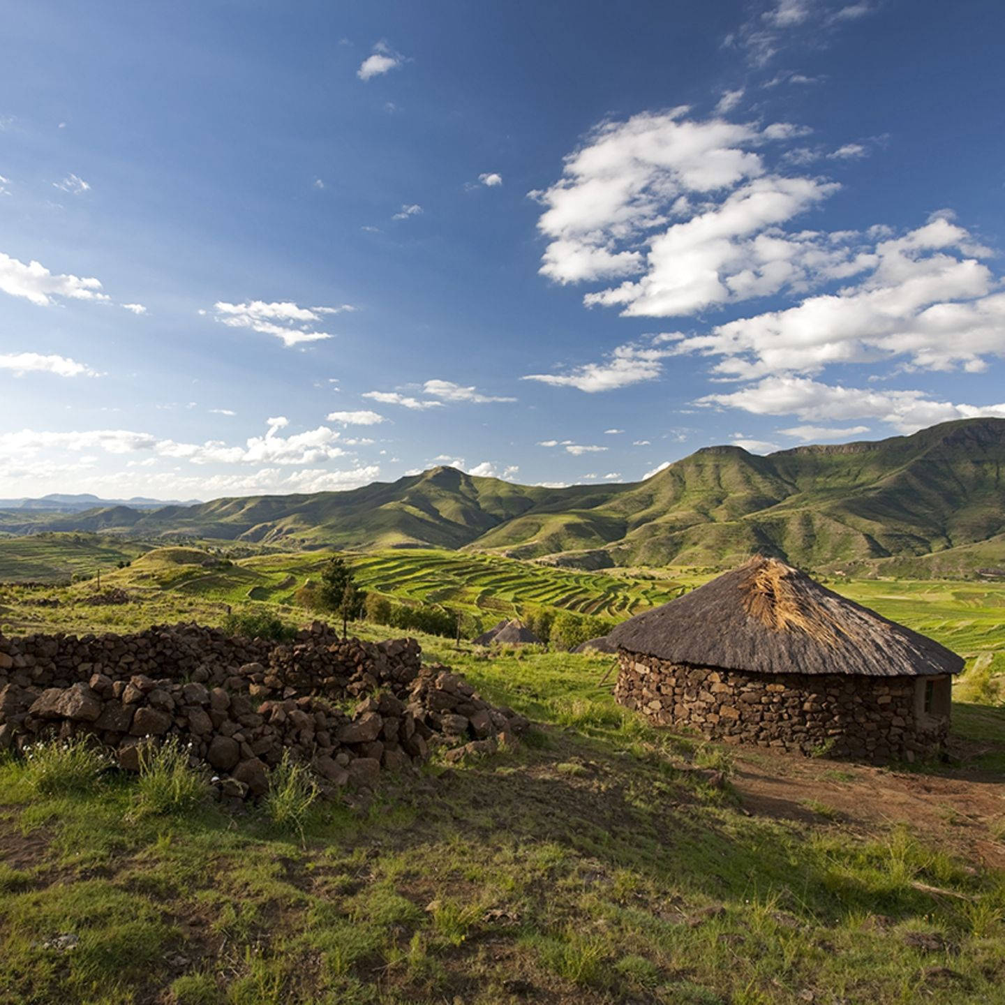 Lesotho Single House Mountains Wallpaper