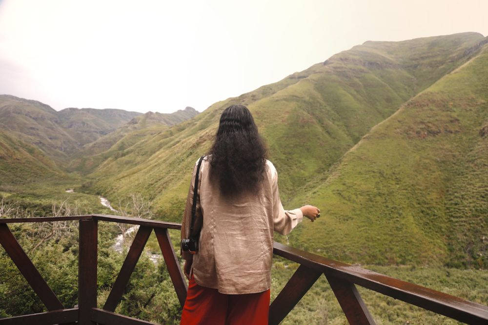 Lesotho Woman Looking Mountains Wallpaper