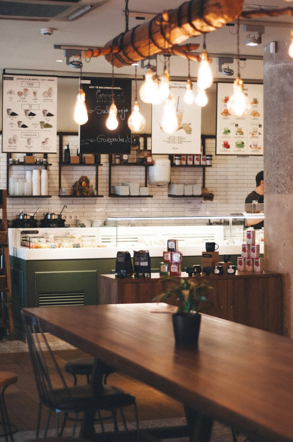 Light Bulbs Inside Coffee Shop Wallpaper