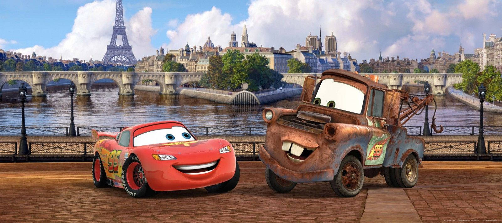 Lightning And Mater In Paris Cars 2 Wallpaper
