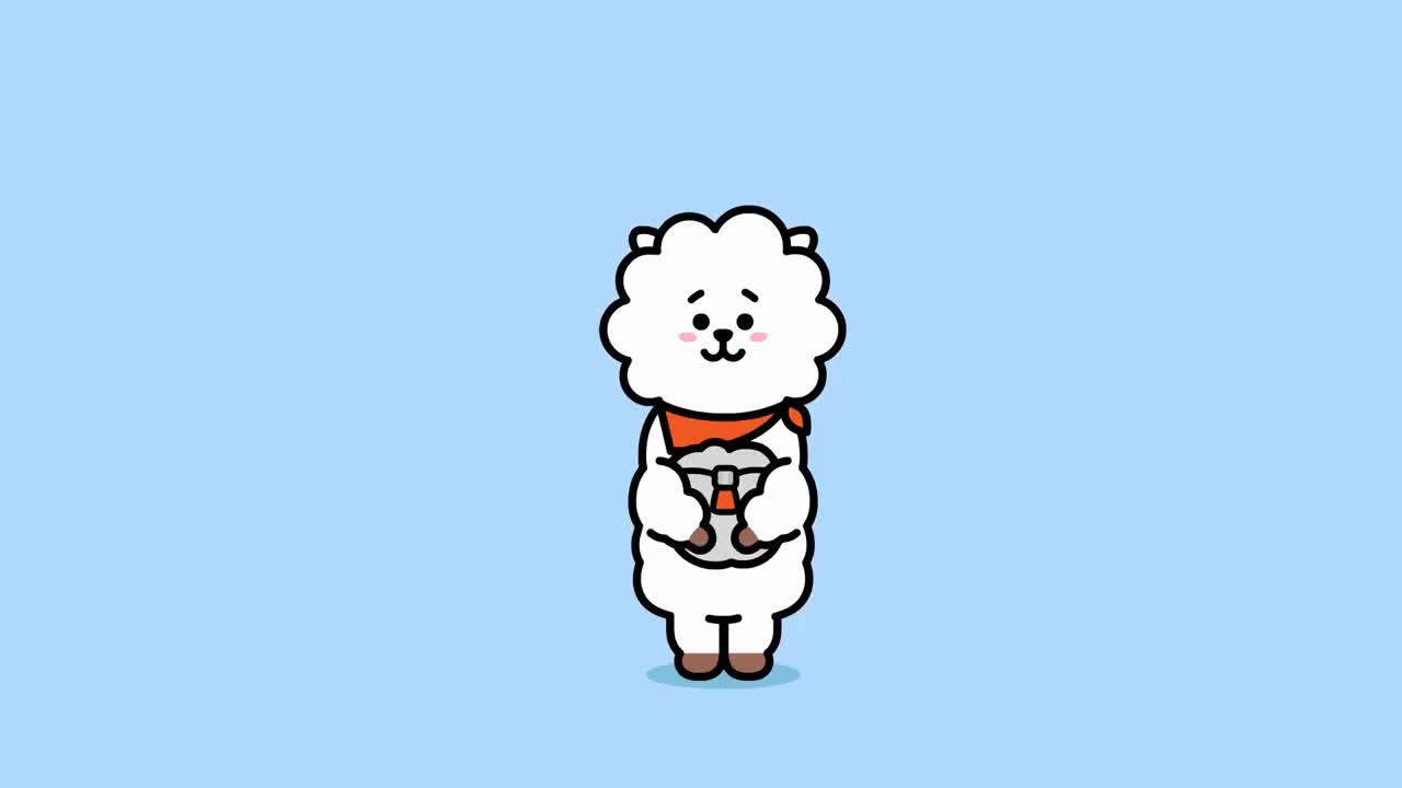 Line Friend Rj Bt21 In Blue Wallpaper