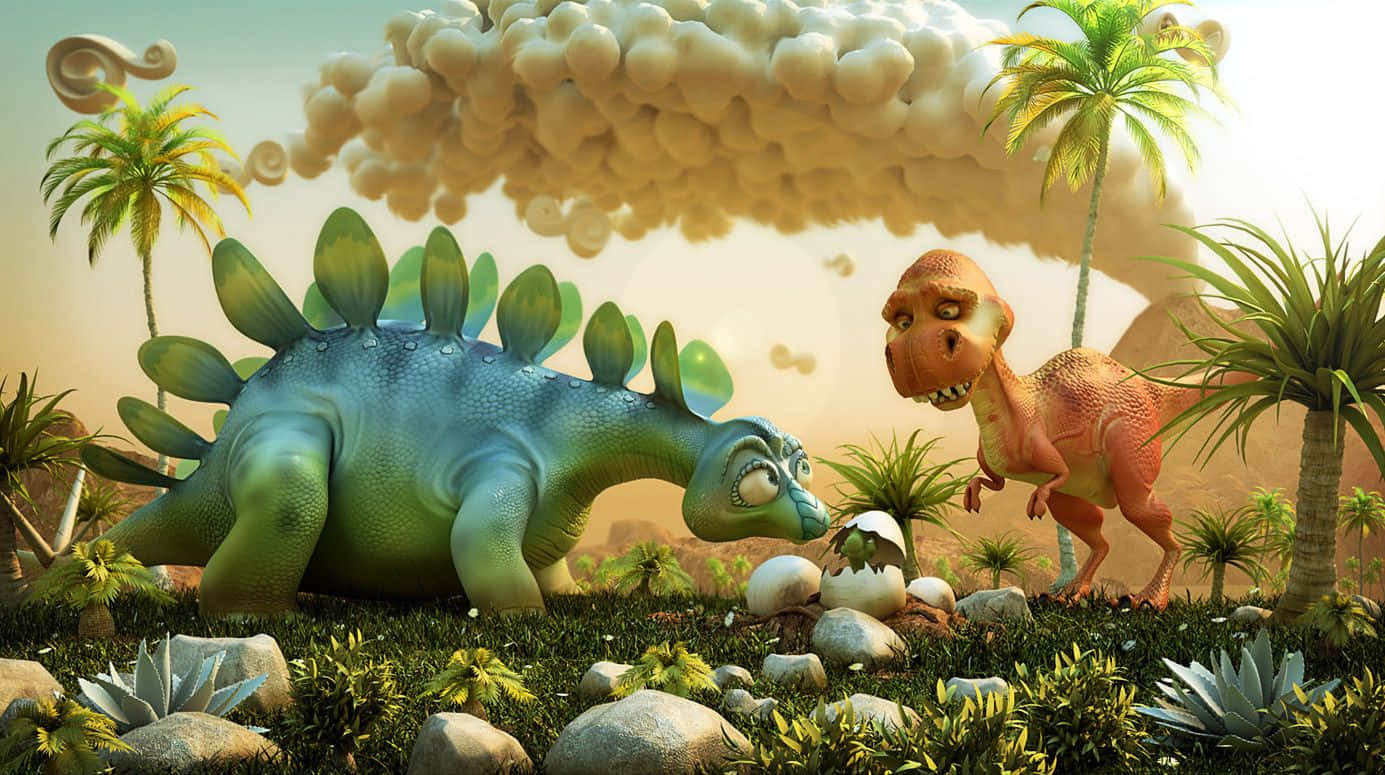 Little Dinosaur Enjoying The Sunny Day Wallpaper