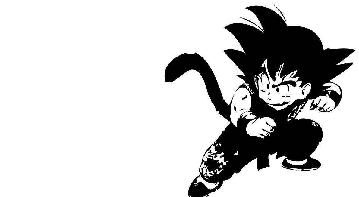 Little Goku Black And White Wallpaper