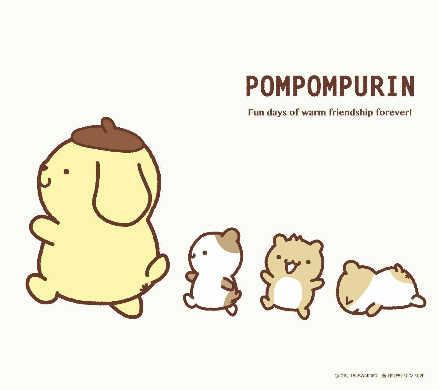 Little Kitty Follow Pompompurin Hd Wallpaper